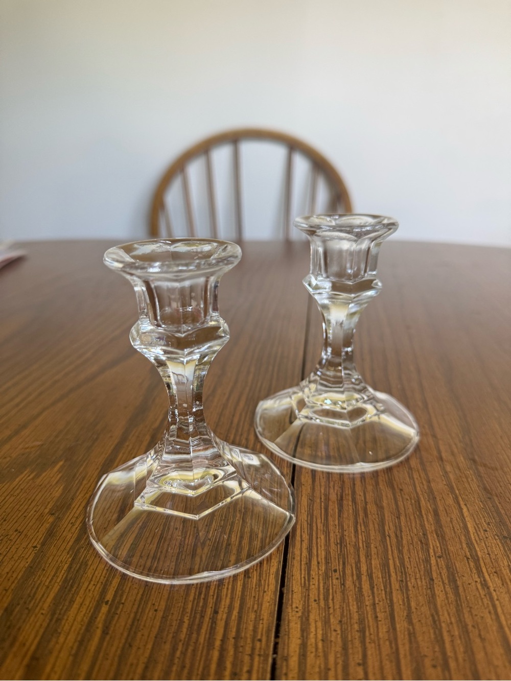 Clear Glass Taper Candle Holders - Pair